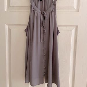 Gray button up sleeveless blouse